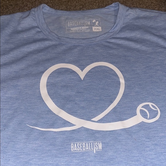 Baseballism Tops - Baseballism Blue Heart Short Sleeve Tee